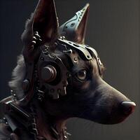 Close up portrait of a dog on a dark background. 3d rendering, Image photo