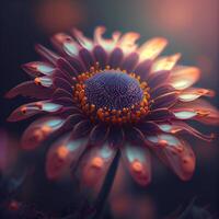 hermosa gerbera margarita flor en un oscuro fondo., ai generativo imagen foto