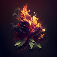 Abstract floral background with fire effect. illustration for your design., Image photo