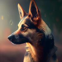 Portrait of a beautiful german shepherd dog in the forest., Image photo