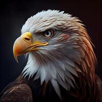 Portrait of a bald eagle on a black background. 3d rendering, Image photo