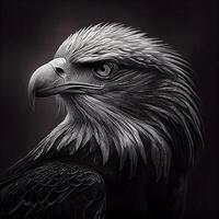 eagle head in black and white, 3d illustration, vertical, Image photo