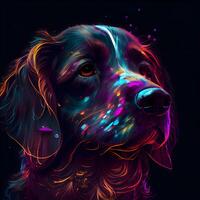 Cocker Spaniel dog portrait. Digital painting. Colorful illustration., Image photo