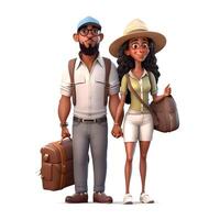 3D Render of a Little Boy and Girl with Luggage on White Background, Image photo