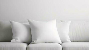 A modern, minimalist bedroom decoration design features a large blank pillow mockup with a white background, creating a simple and elegant atmosphere for the home. photo