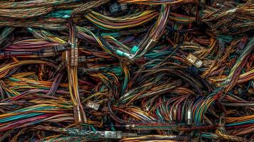 Truly Seamless Tile of Colorful Computer Cables and Wires Abstract Background - . With the option to seamlessly tile on all sides to your desired size. photo