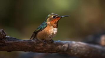 The Beautiful Endangered Rufous Hummingbird - Selasphorus Rufus - . photo