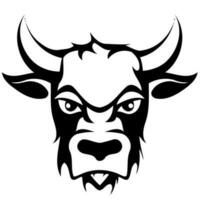 negro y blanco vaca cabeza logo vector