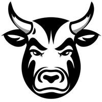 negro y blanco vaca cabeza logo vector