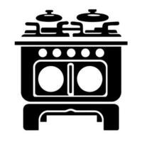 estufa cocina objeto en negro y blanco vector