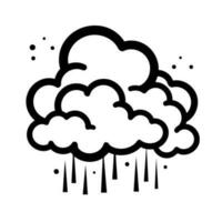 clouds with rain in black and white vector