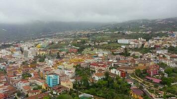 View from the height on the historic buildings and the Church of Our Lady of Conception. La Orotava, Tenerife, Canary Islands, Spain video