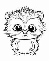 Baby raccoon coloring page vector