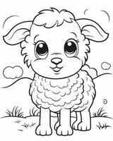 Cute baby sheep coloring page vector