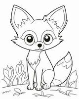 Fox coloring page vector