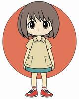 Cute anime girl logo vector