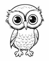 Baby owl coloring page vector