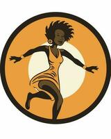 black girl running logo vector