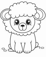 Baby lion coloring page vector