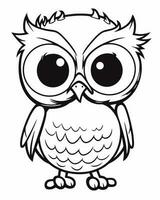 Cartoon owl coloring page vector