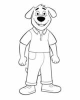 Standing smiling dog coloring page vector