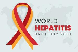 World Hepatitis day July 28th with ribbon symbol on isolated background vector