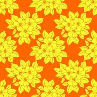 seamless contour pattern of large yellow flowers on an orange background, texture, design photo