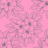seamless contour pattern of large gray flowers on a pink background, texture, design photo