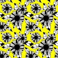 bright seamless background of large black and white inflorescences on a yellow background, texture, design photo