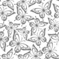seamless pattern of gray contours of butterflies on a white background, texture, design photo