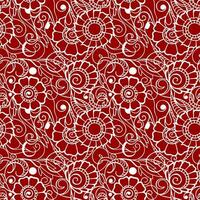 seamless contour pattern of large white graphic flowers on a red background, texture, design photo
