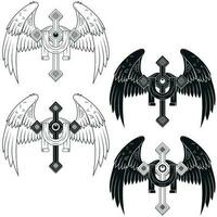 winged christian cross vector design