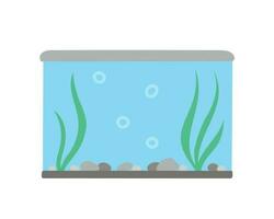 Rectangular aquarium with algae. Illustration for printing, backgrounds, covers and packaging. Image can be used for greeting cards, posters, stickers and textile. Isolated on white background. vector