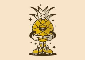 piña personaje diseño con tímido expresión vector