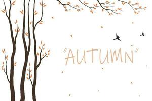 Tree and leaves for Autumn season background style. Welcome Autumn season concept. vector