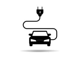 Vector illustration of electric powered car and charging point icons style.