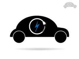 Vector illustration of electric powered car and charging point icons style.