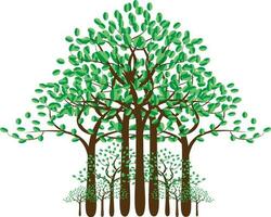 el grande árbol con verde hojas Mira hermosa y refrescante. árbol y raíces logo concepto. lata ser usado para tu trabajar. vector