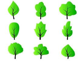 colección de icono de árboles planos. se puede utilizar para ilustrar cualquier tema de naturaleza o estilo de vida saludable. vector
