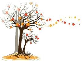 objeto grande árbol para otoño y vistoso hojas. vector