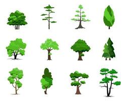 colección de icono de árboles planos. se puede utilizar para ilustrar cualquier tema de naturaleza o estilo de vida saludable. vector