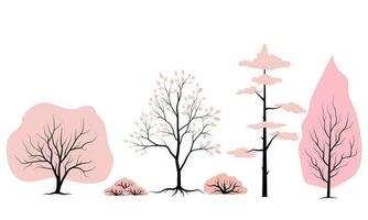 Pink tree Symbol style. and spring background. Can be used for your work. Welcome spring season concept. vector