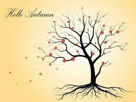 Tree and leaves for Autumn season background style. Welcome Autumn season concept. vector