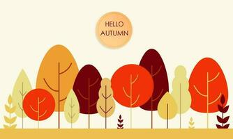 Tree and leaves for Autumn season background style. Welcome Autumn season concept. vector