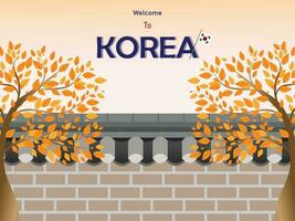Korea Autumn background style. Welcome to Autumn season in Korea. vector