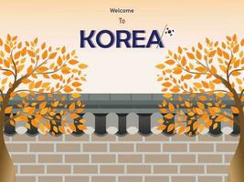 Korea Autumn background style. Welcome to Autumn season in Korea. vector