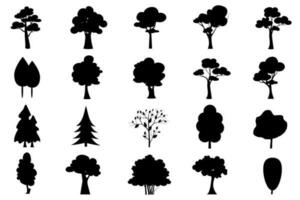 collection isolated tree Symbol silhouette style on white background. Can be used for your work. vector