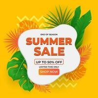 summer sale template. beautiful tropical leaf design vector