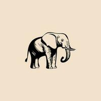 Elephant logo design. Wild animal vector illustration. Vintage style