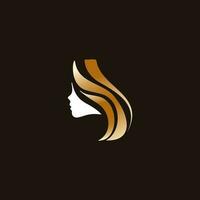 Beauty salon and hair salon vector logo template. Woman face silhouette